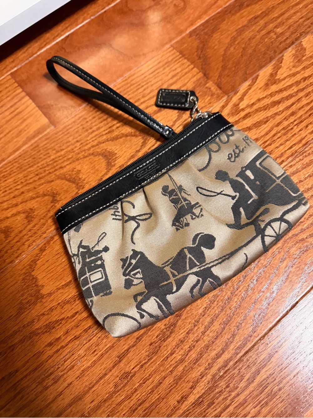 Vintage Coach Madison Horse & Carriage Jacquard Wristlet